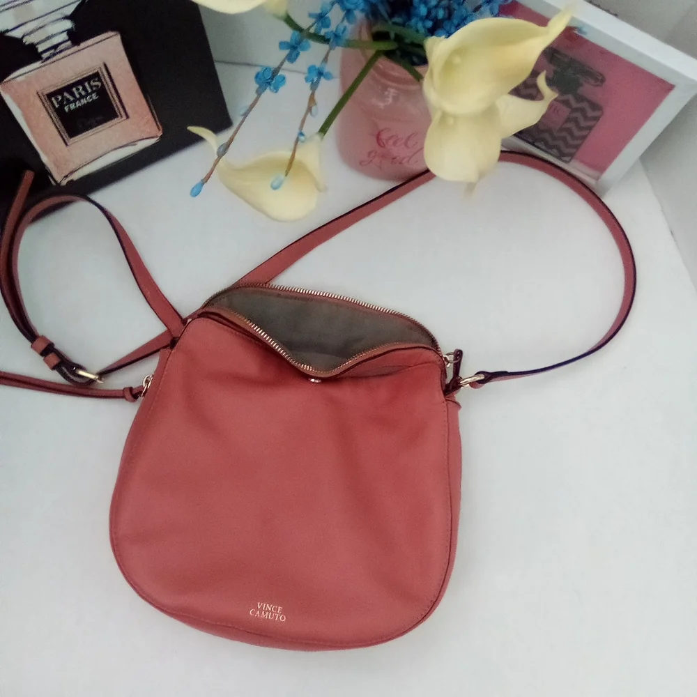 Vince Camuto Bag Women's Crossbody Purse Kenzys Leather, Salmon Sushi Pink